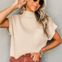  MY DREAM LIFE | Pocket Ribbed Knit Short Sleeve Sweater | S-XL