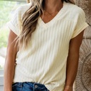  Textured Twist V-Neck Knit Tee | S-XL