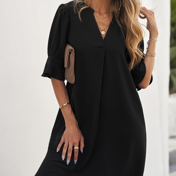 Ruffled Sleeve Shift Dress