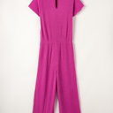  Short Sleeve Wide Leg Ribbed Jumpsuit Loungewear | S-XXL