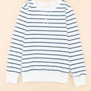  Striped Ribbed Trim Long Sleeve Top