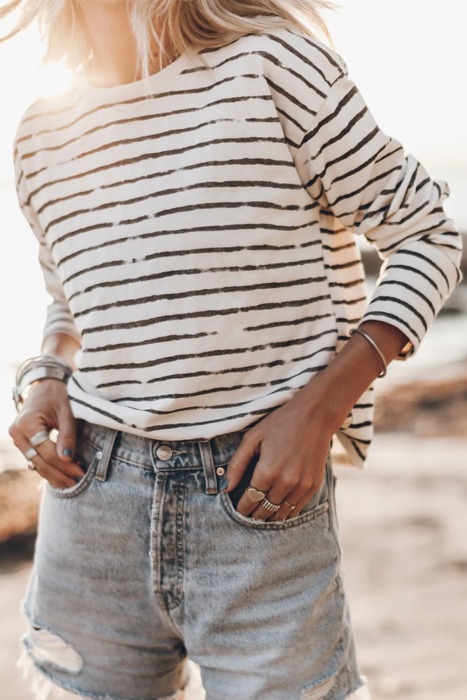 Casual Retro Striped Long Sleeve Top
