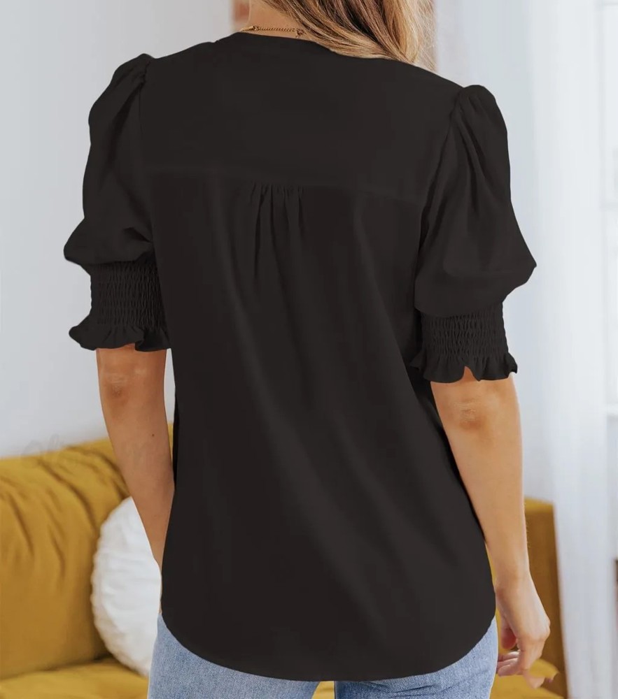 Half Sleeve V-Neck Blouse | Free Shipping