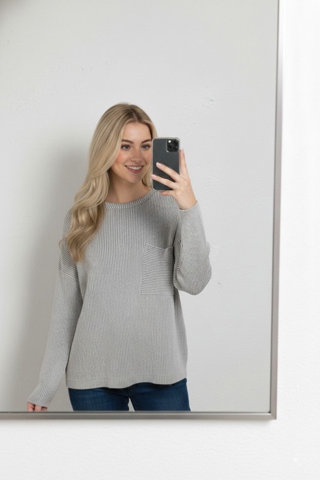 Oversized Striped Ribbed Long Sleeve Top