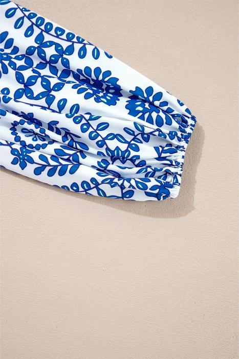 Bohemian Vine Print Puff Sleeve Blouse | S-XL