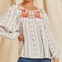  Embroidered Balloon Sleeve Blouse | Free Shipping