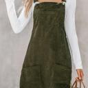 Small Green MY DREAM LIFE | Front Pockets Corduroy Overall Dress