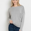  Oversized Striped Ribbed Long Sleeve Top