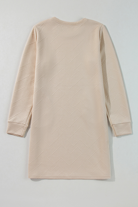 MY DREAM LIFE | Textured Long Sleeve Side Pockets Shift Dress