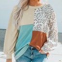 Small Leopard MY DREAM LIFE | Color Block & Patchwork Ribbed Top | S-2XL