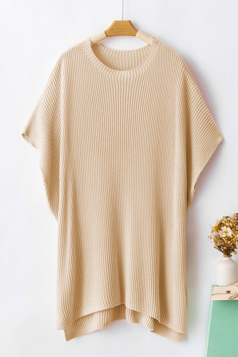 MY DREAM LIFE | Short Sleeve Side Slit Oversized Sweater