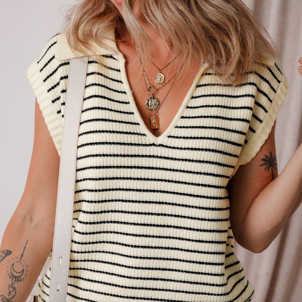 Stripe V-Neck Sweater Vest