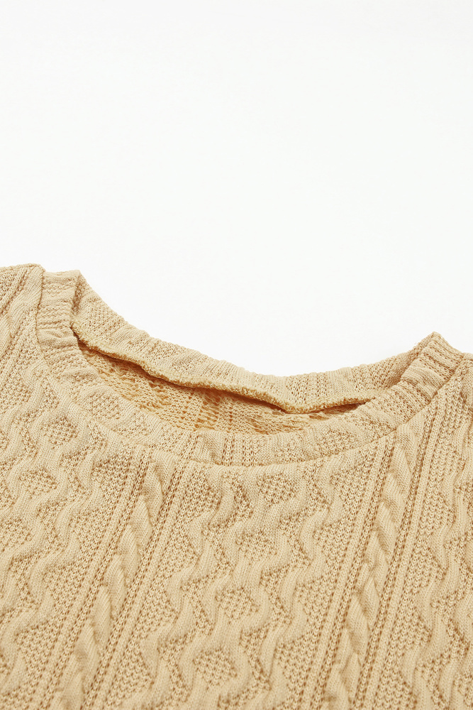 Puffy Sleeve Textured Knit Sweater