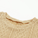  Puffy Sleeve Textured Knit Sweater