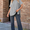  MY DREAM LIFE | Short Sleeve Side Slit Oversized Sweater