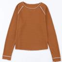  Textured Round Neck Long Sleeve Top