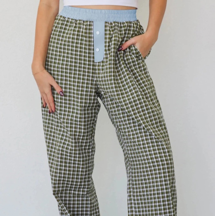 MY DREAM LIFE | Preppy Gingham Boxer Pants | S-XL