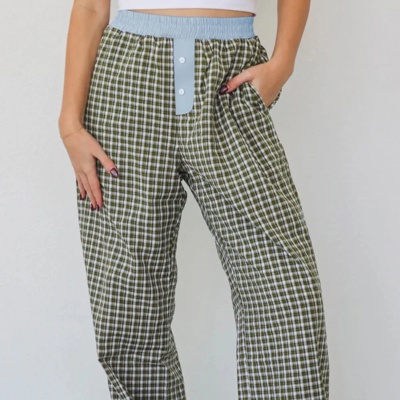 MY DREAM LIFE | Preppy Gingham Boxer Pants | S-XL