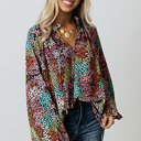 Vibrant Floral Tie V-Neck Blouse | Free Shipping