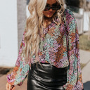  Vibrant Floral Tie V-Neck Blouse | Free Shipping
