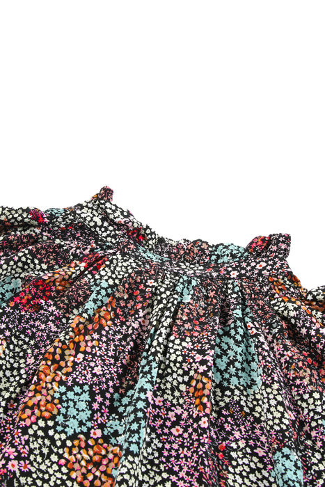 Vibrant Floral Tie V-Neck Blouse | Free Shipping