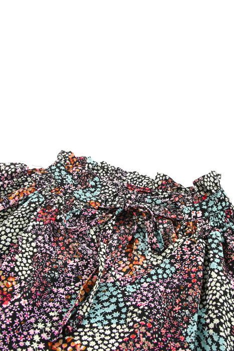 Vibrant Floral Tie V-Neck Blouse | Free Shipping