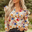  Floral Charm Ruffle Shoulder Blouse | S-XL