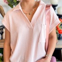  Sunny Day Collared Ribbed Pocket Top | S-XL
