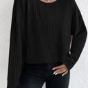 Small Black Casual Knit Long Sleeve Drop Shoulder Top | S-XL