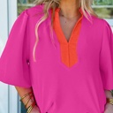  Split Tone Wide-Sleeve Blouse | S-XL