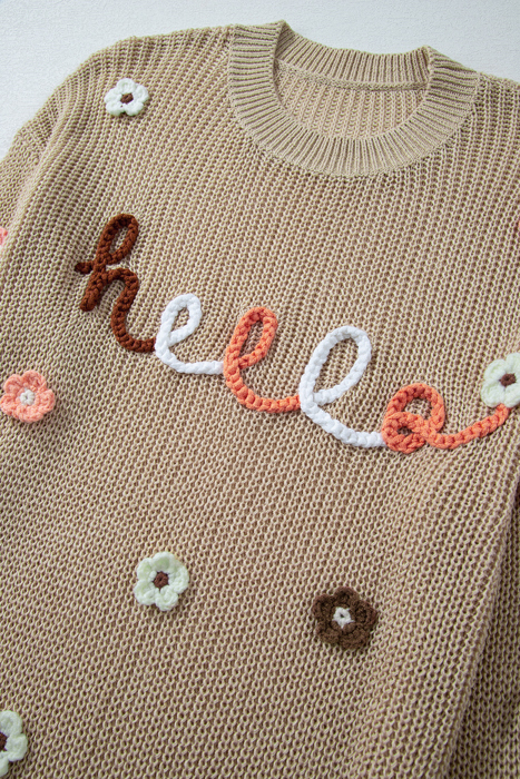 Hello Fall Embroidered Knit Loose Sweater | S-XL