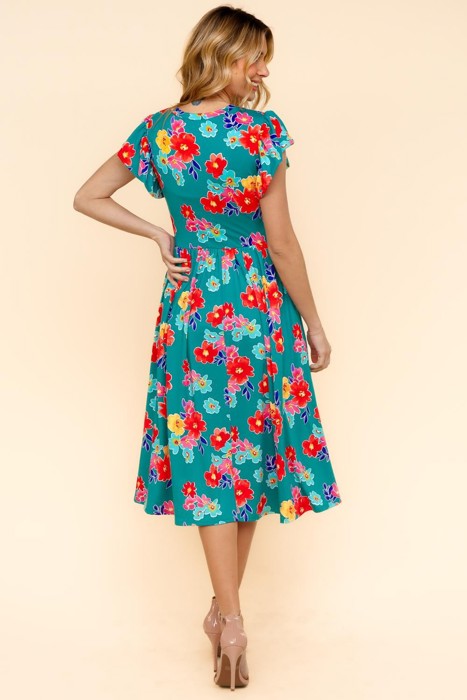 My Floral Spring Fit & Flare Midi Dress with Pockets | S-3X