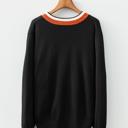  MY DREAM LIFE | Contrast Striped Trim V Neck Varsity Light Sweater | S-XL