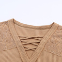  Waffle And Floral Lace Long Sleeve Top | S-XL