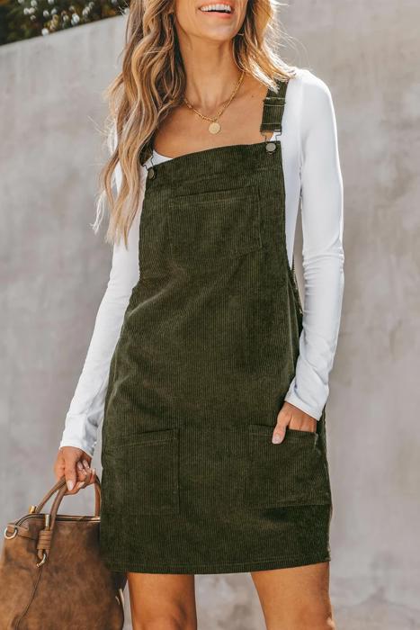 MY DREAM LIFE | Front Pockets Corduroy Overall Dress