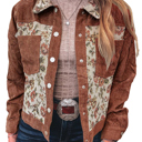  Autumn Retro Blossom Patchwork Jacket