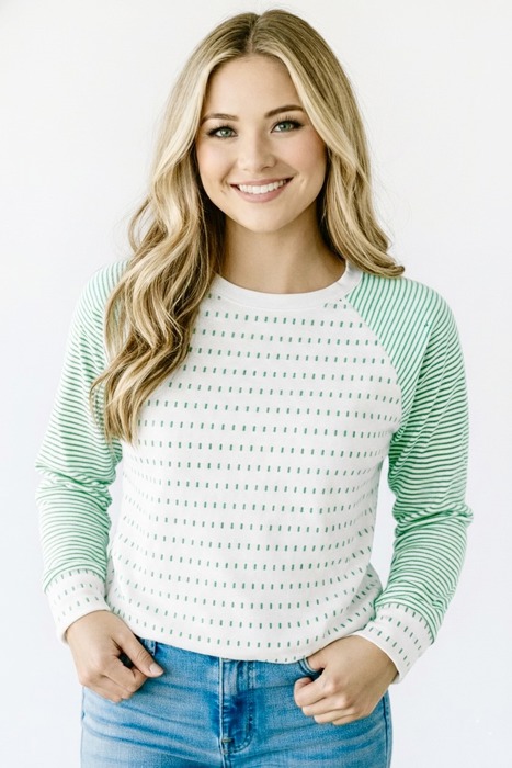 Spring Easy Patchwork Stripe Raglan Top | S-XL