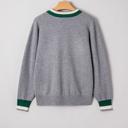  MY DREAM LIFE | Contrast Striped Trim V Neck Varsity Light Sweater | S-XL