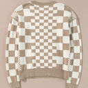  Checkered Drop Shoulder Round Neck Sweater