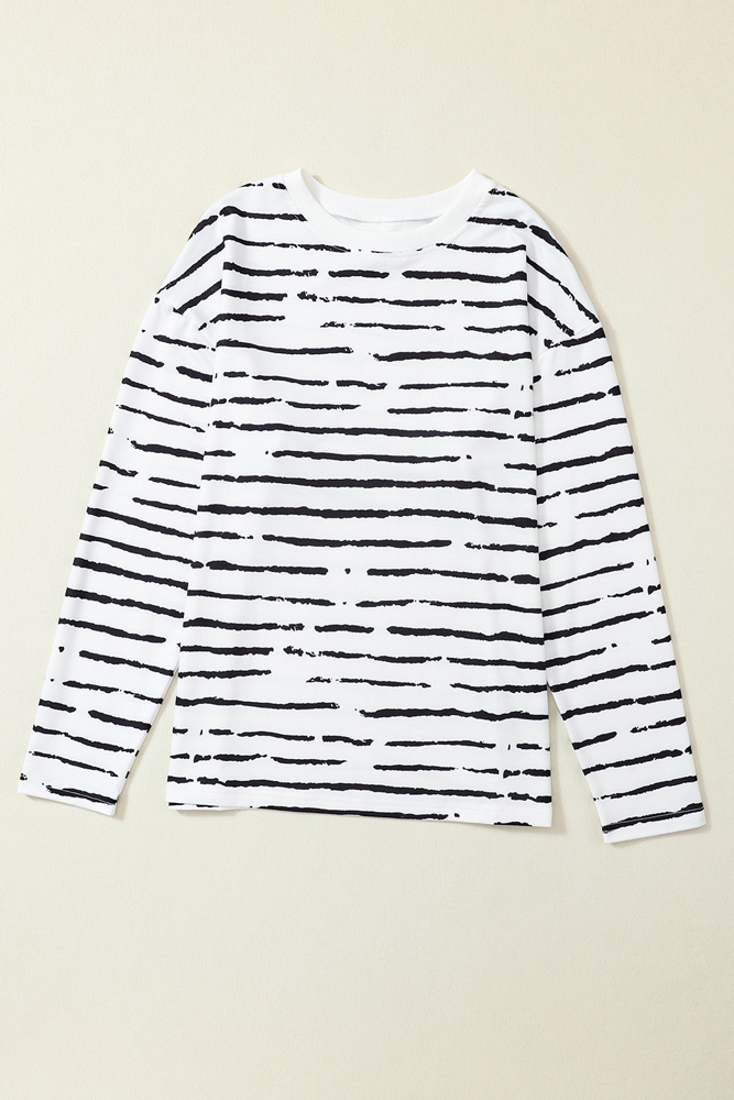 Retro Striped Casual Long Sleeve Top | Free Shipping