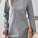  MY DREAM LIFE | Textured Long Sleeve Side Pockets Shift Dress
