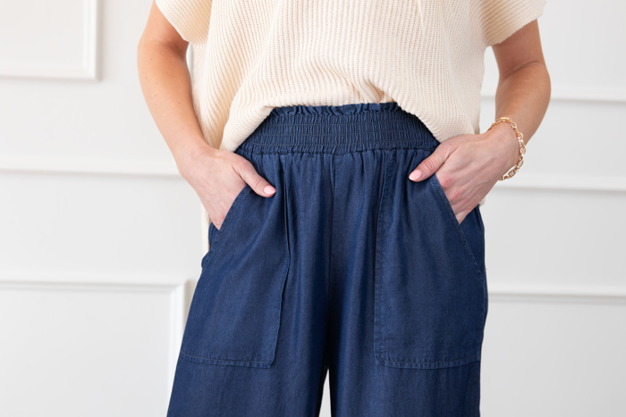 Side Pockets High Waist Wide Leg Lightweight Jeans Pants | S-XXL