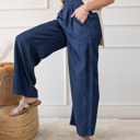  Side Pockets High Waist Wide Leg Lightweight Jeans Pants | S-XXL
