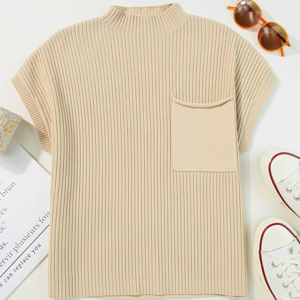 Pocket Ribbed Knit Short Sleeve Sweater | S-XL | Jane.com