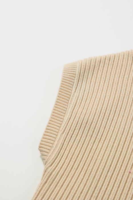 Pocket Ribbed Knit Short Sleeve Sweater | S-XL