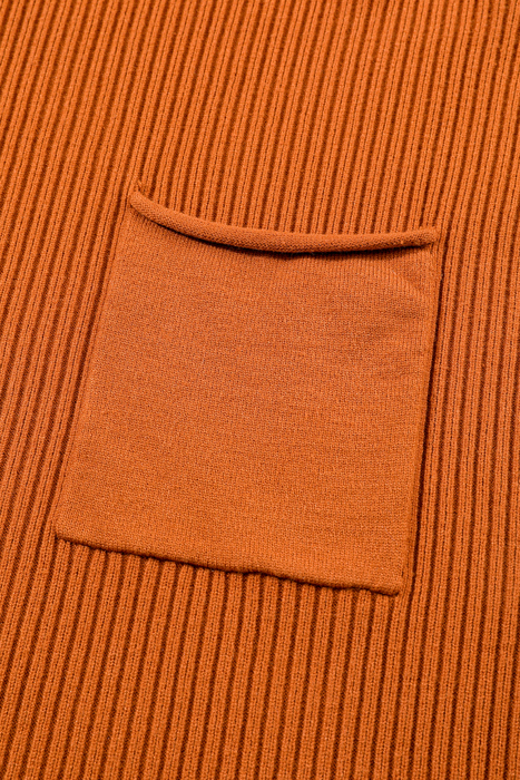 Pocket Ribbed Knit Short Sleeve Sweater | S-XL