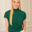  Pocket Ribbed Knit Short Sleeve Sweater | S-XL
