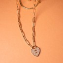 C Initial Heart Lock Charm Necklace | Free Shipping