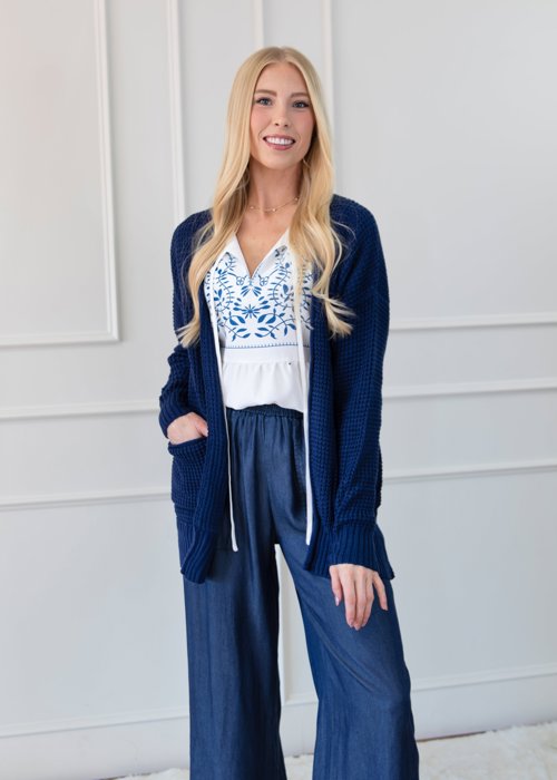Waffle Pocket Cardigan Sweater | S-XL