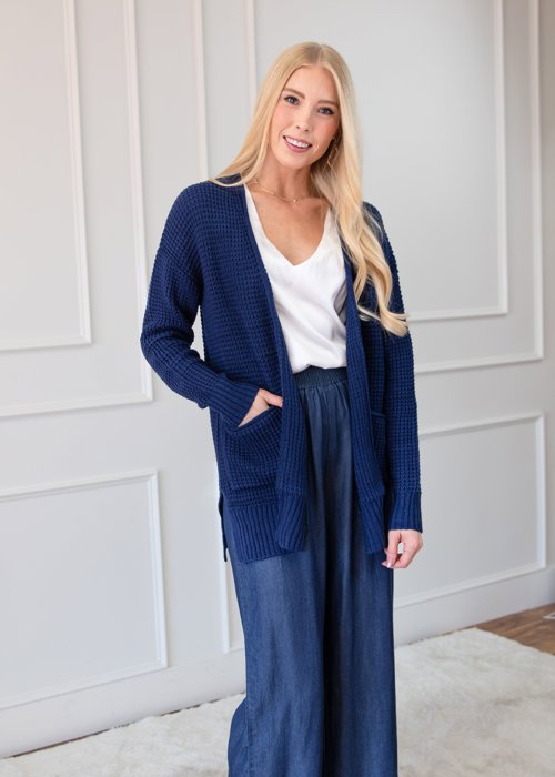 Waffle Pocket Cardigan Sweater | S-XL